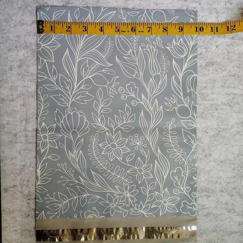 Floral Poly Shipping Mailers 10x13 Blue‎ White Botanical Mailing Envelopes Pack